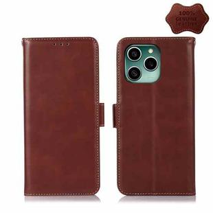For Honor 60 SE Crazy Horse Top Layer Cowhide Leather Phone Case(Brown)