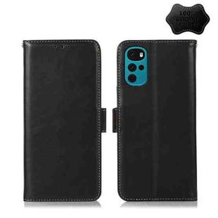 For Motorola Moto G22 Crazy Horse Top Layer Cowhide Leather Phone Case(Black)