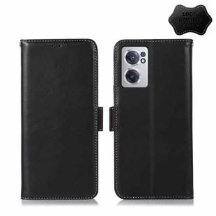 For OnePlus Nord CE 2 5G Crazy Horse Top Layer Cowhide Leather Phone Case(Black)
