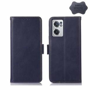 For OnePlus Nord CE 2 5G Crazy Horse Top Layer Cowhide Leather Phone Case(Blue)