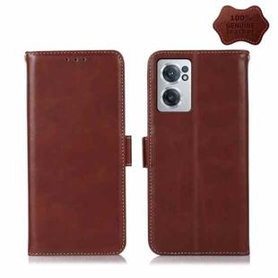 For OnePlus Nord CE 2 5G Crazy Horse Top Layer Cowhide Leather Phone Case(Brown)