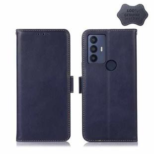 For TCL 30 SE/306/305 / Sharp Aquos V6/V6 Plus Crazy Horse Top Layer Cowhide Leather Phone Case(Blue)