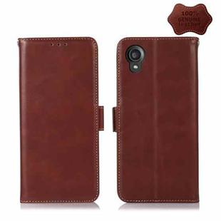 For Kyocera Digno BX2 Crazy Horse Top Layer Cowhide Leather Phone Case(Brown)