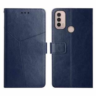 For Motorola Moto E40 Y Stitching Horizontal Flip Leather Phone Case(Blue)