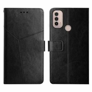 For Motorola Moto E40 Y Stitching Horizontal Flip Leather Phone Case(Black)
