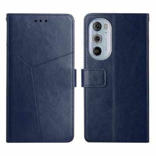 For Motorola Edge 30 Pro Y Stitching Horizontal Flip Leather Phone Case(Blue)