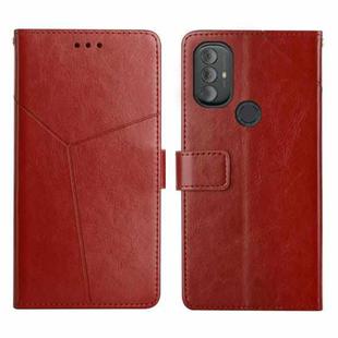 For Motorola Moto G Power 2022 Y Stitching Horizontal Flip Leather Phone Case(Brown)