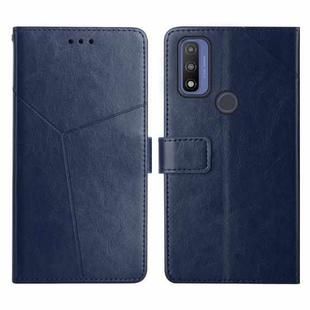 For Motorola Moto G Pure 2021 Y Stitching Horizontal Flip Leather Phone Case(Blue)