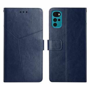 For Motorola Moto G22 Y Stitching Horizontal Flip Leather Phone Case(Blue)