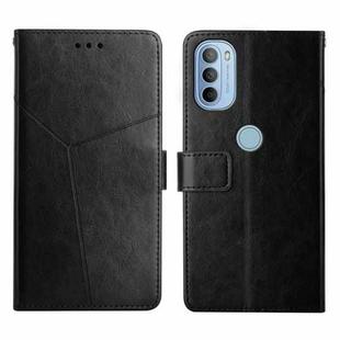 For Motorola Moto G31 / G41 Y Stitching Horizontal Flip Leather Phone Case(Black)