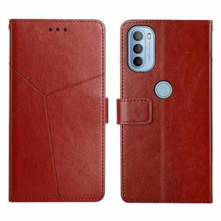 For Motorola Moto G31 / G41 Y Stitching Horizontal Flip Leather Phone Case(Brown)