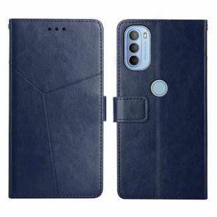 For Motorola Moto G51 5G Y Stitching Horizontal Flip Leather Phone Case(Blue)