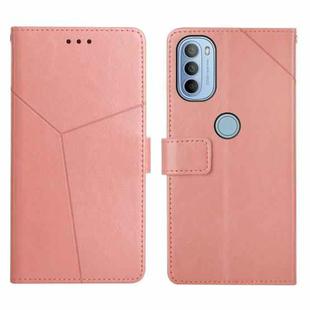 For Motorola Moto G51 5G Y Stitching Horizontal Flip Leather Phone Case(Rose Gold)