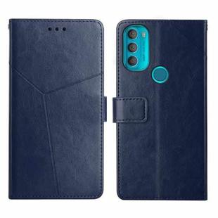 For Motorola Moto G71 5G Y Stitching Horizontal Flip Leather Phone Case(Blue)