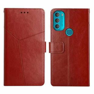 For Motorola Moto G71 5G Y Stitching Horizontal Flip Leather Phone Case(Brown)