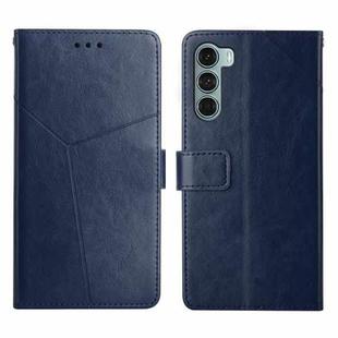 For Motorola Moto G200 5G Y Stitching Horizontal Flip Leather Phone Case(Blue)