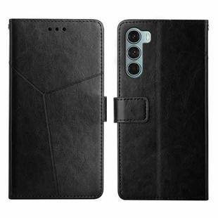 For Motorola Moto G200 5G Y Stitching Horizontal Flip Leather Phone Case(Black)