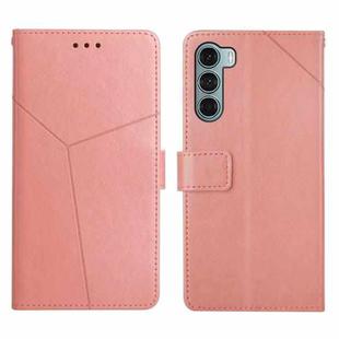 For Motorola Moto G200 5G Y Stitching Horizontal Flip Leather Phone Case(Rose Gold)