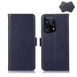 For OPPO Find X5 5G Crazy Horse Top Layer Cowhide Leather Phone Case(Blue)
