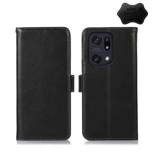 For OPPO Find X5 Pro 5G Crazy Horse Top Layer Cowhide Leather Phone Case(Black)