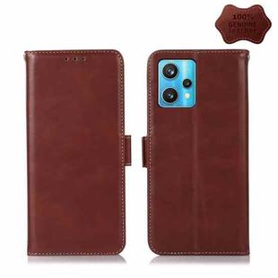 For OPPO Realme 9 Pro+ Crazy Horse Top Layer Cowhide Leather Phone Case(Brown)