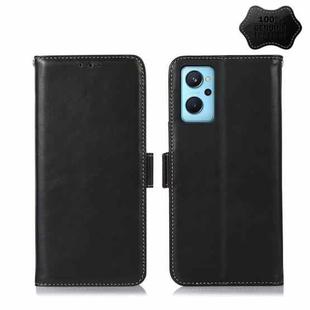 For OPPO Realme 9i/A36 4G/A76 4G/A96 4G Crazy Horse Top Layer Cowhide Leather Phone Case(Black)