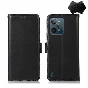 For OPPO Realme C31 4G Crazy Horse Top Layer Cowhide Leather Phone Case(Black)