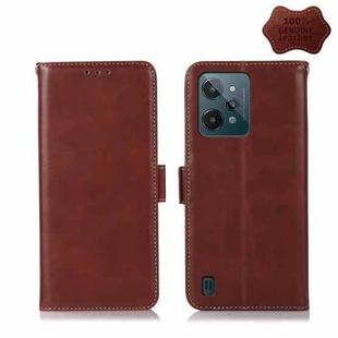 For OPPO Realme C31 4G Crazy Horse Top Layer Cowhide Leather Phone Case(Brown)
