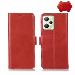 For OPPO Realme C35 4G Crazy Horse Top Layer Cowhide Leather Phone Case(Red)