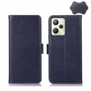 For OPPO Realme C35 4G Crazy Horse Top Layer Cowhide Leather Phone Case(Blue)