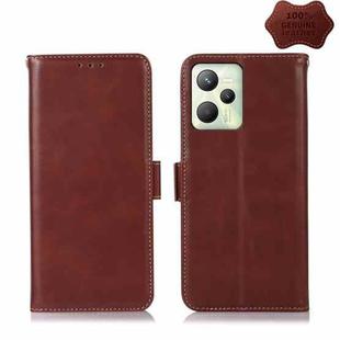 For OPPO Realme C35 4G Crazy Horse Top Layer Cowhide Leather Phone Case(Brown)