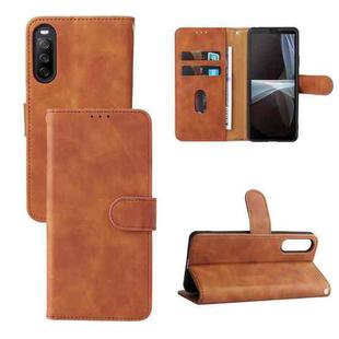 For Sony Xperia 10 IV Skin Feel Magnetic Flip Leather Phone Case(Brown)