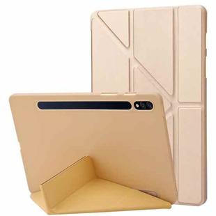 For Samsung Galaxy Tab S8+ / S7+ Deformation Silicone Leather Tablet Case(Gold)