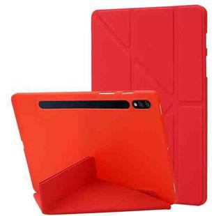 For Samsung Galaxy Tab S8+ / S7+ Deformation Silicone Leather Tablet Case(Red)