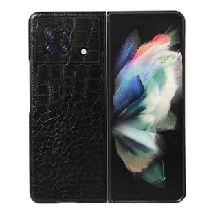 For vivo X Fold Precise Hole Crocodile Top Layer Cowhide Leather Phone Case(Black)