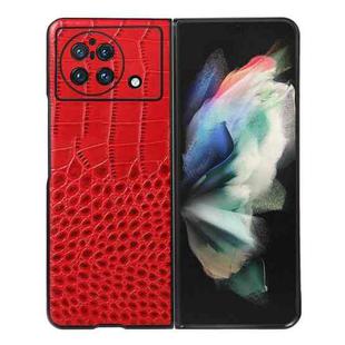 For vivo X Fold Precise Hole Crocodile Top Layer Cowhide Leather Phone Case(Red)