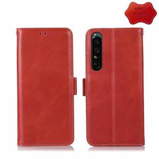 For Sony Xperia 1 IV Crazy Horse Top Layer Cowhide Leather Phone Case(Red)