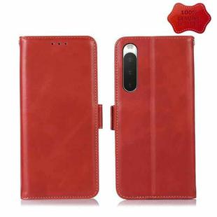 For Sony Xperia 10 IV Crazy Horse Top Layer Cowhide Leather Phone Case(Red)