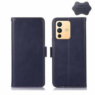 For vivo S12 5G / V23 Crazy Horse Top Layer Cowhide Leather Phone Case(Blue)