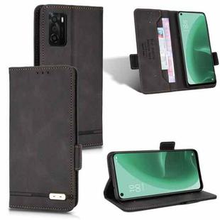 For OPPO A15 Magnetic Clasp Flip Leather Phone Case(Black)