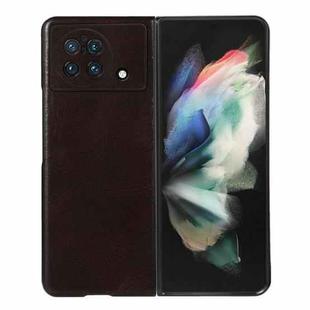 For vivo X Fold Precise Hole Genuine Leather Double Color Crazy Horse Phone Case(Coffee)