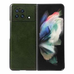 For vivo X Fold Precise Hole Genuine Leather Double Color Crazy Horse Phone Case(Green)