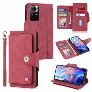 For Xiaomi Redmi Note 11 5G China POLA 9 Card-slot Oil Side Leather Phone Case(Red)