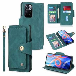 For Xiaomi Redmi Note 11 4G Foreign Version POLA 9 Card-slot Oil Side Leather Phone Case(Dark Green)