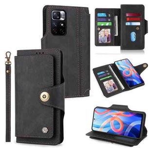 For Xiaomi Redmi Note 11 4G Foreign Version POLA 9 Card-slot Oil Side Leather Phone Case(Black)
