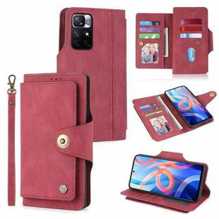 For Xiaomi Redmi Note 11 Pro 5G / 4G Foreign POLA 9 Card-slot Oil Side Leather Phone Case(Red)
