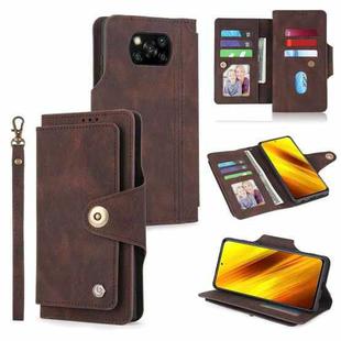 For Xiaomi Poco X3 NFC / X3 Pro POLA 9 Card-slot Oil Side Leather Phone Case(Brown)