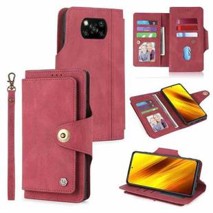For Xiaomi Poco X3 NFC / X3 Pro POLA 9 Card-slot Oil Side Leather Phone Case(Red)