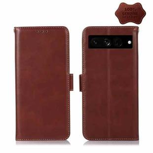For Google Pixel 7 Pro 5G Crazy Horse Top Layer Cowhide Leather Phone Case(Brown)