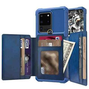 For Samsung Galaxy S20 10-Card Wallet Bag PU Back Phone Case(Blue)